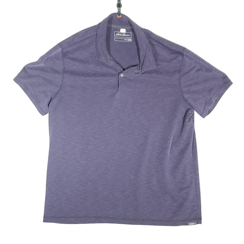 Eddie Bauer Mens XL Blue Tencel Lyocell Active Jersey Short Sleeve Polo Shirt